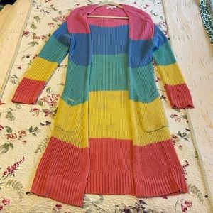Rainbow Maxi Open Cardigan